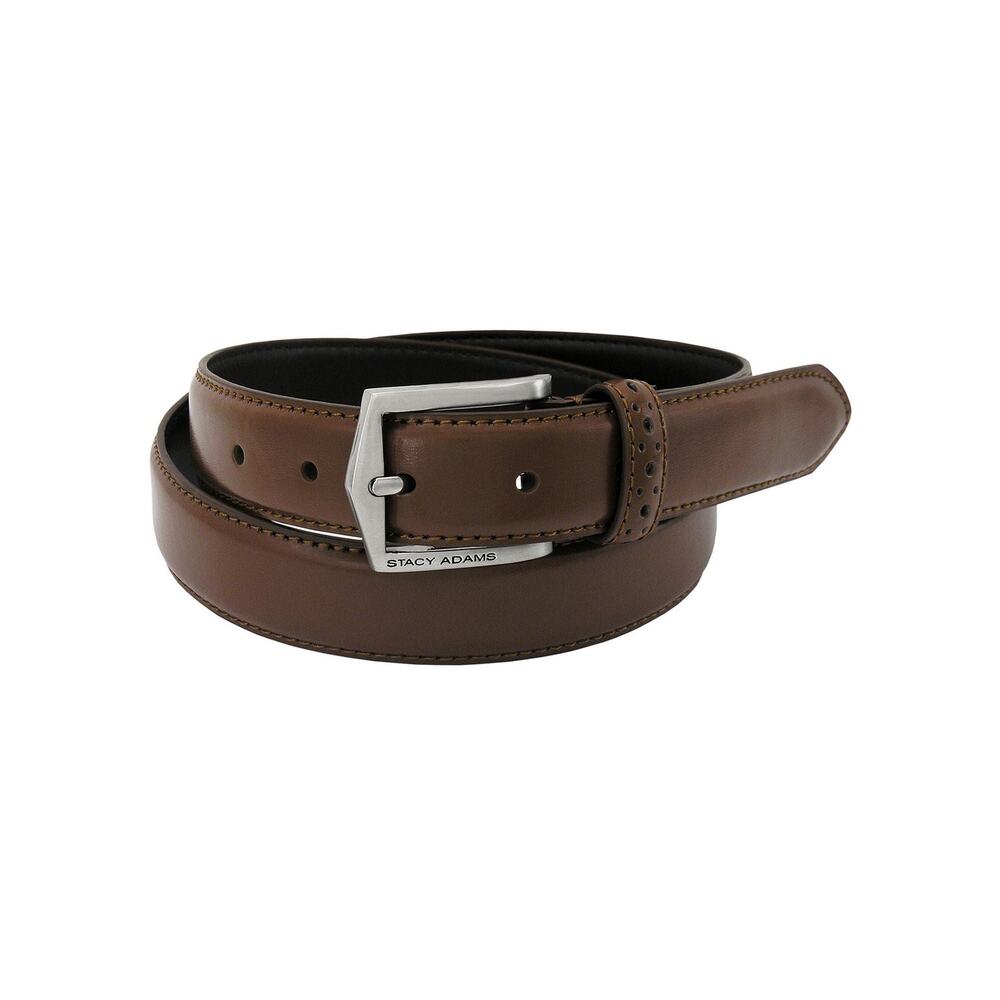 Men's Stacy Adams Pinseal Perf Strap Genuine Leather Belt - Chocolate - 32 - NWT